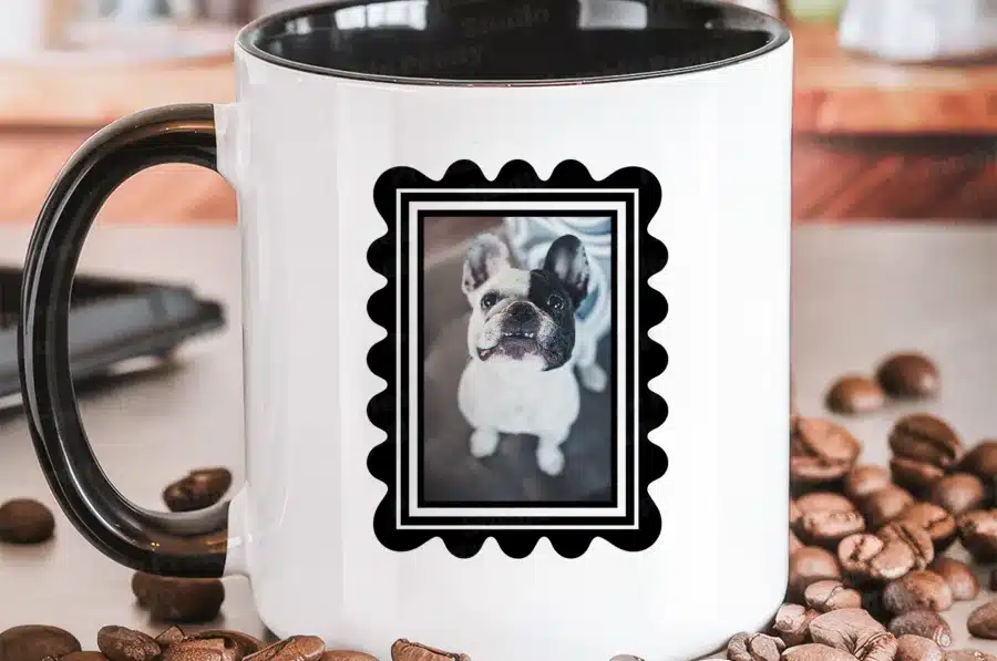 A Coffee Mug With A Picture Of A Dog