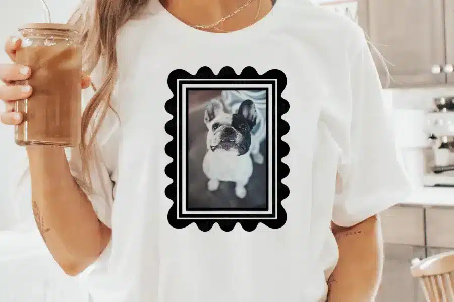 A Person Wearing A White Shirt With A Picture Of A Dog