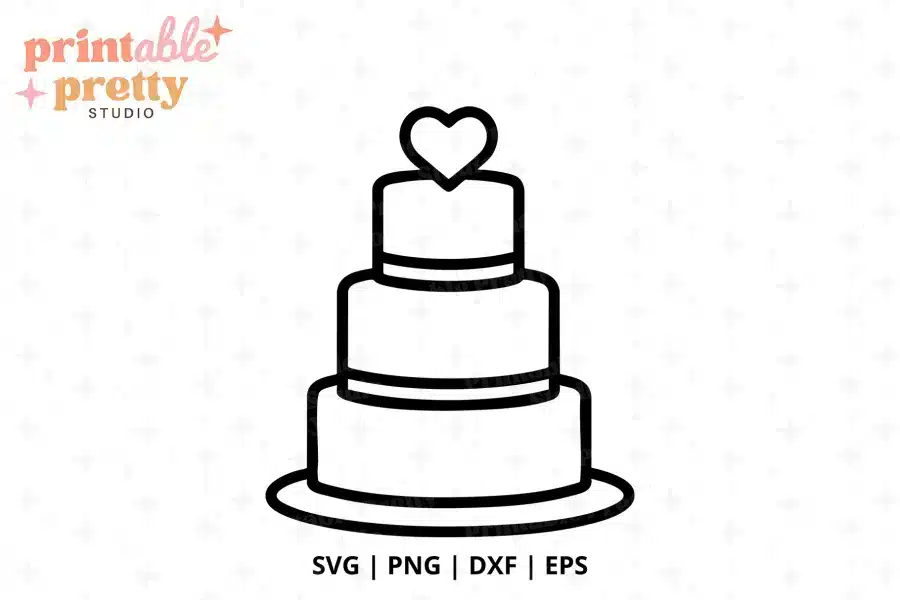 Wedding Cake SVG Cut File - digital download for Cricut and Silhouette wedding projects