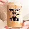 Hands Hold A Glass Iced Coffee Can With A Cute Bunny Graphic And The Text You Got This.