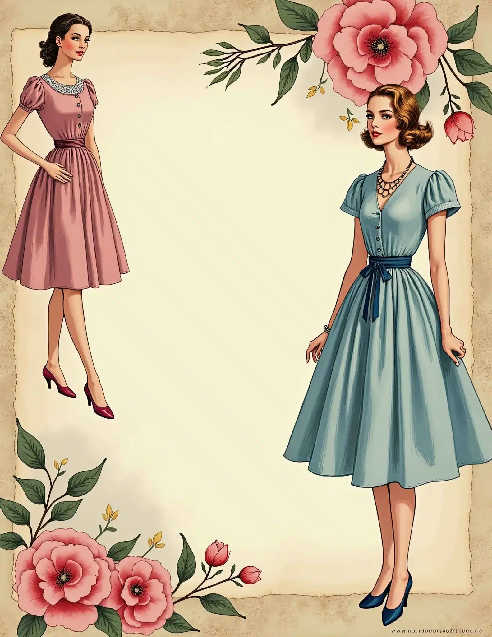 Free Junk Journal Printables: Vintage Fashion Illustration Junk Journal Pages