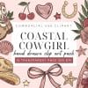 Coastal Cowgirl Clip Art Set - Digital Download Png Graphics With Hand-Drawn Cowboy Boots And Seashells