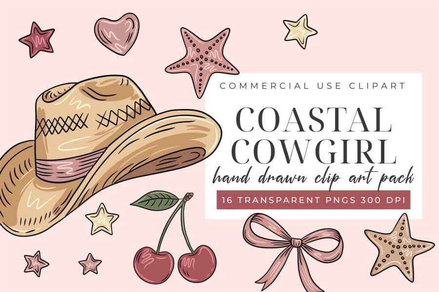 Tan cowboy hat with pink band.