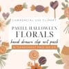 Pastel Halloween Floral Clip Art Set - Digital Download Png Graphics With Cute Spooky Flower Doodles