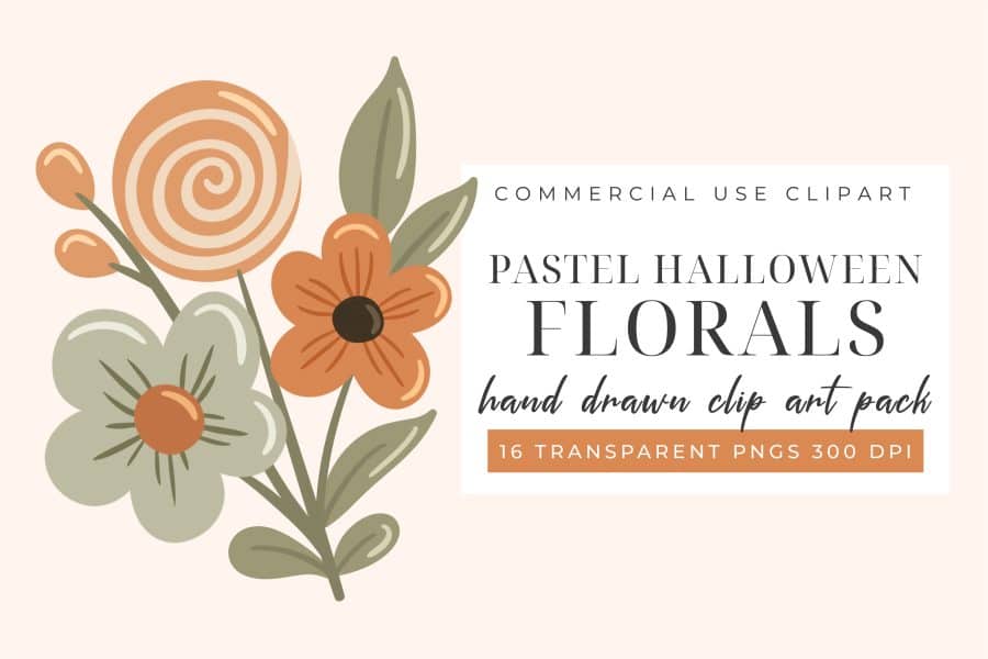 A bouquet of pastel Halloween flowers in orange and green.